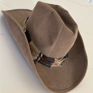 Vintage Suede with Feather band Cowboy Hat size Medium